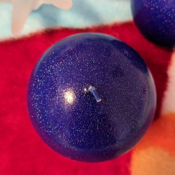 PartyLite 7" frosted glass starburst splash candle holder midnight ball candles - Picture 2 of 5